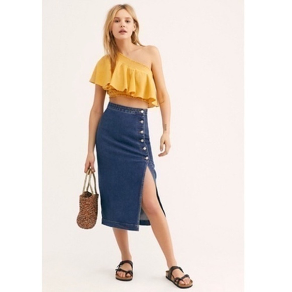 Free People Jasmine Buttoned Midi Skirt
